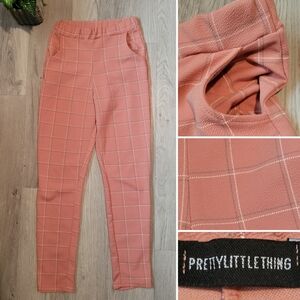 PrettyLittleThing Salmon Color Plaid  Pants, Women's Size 2 (UK 6)